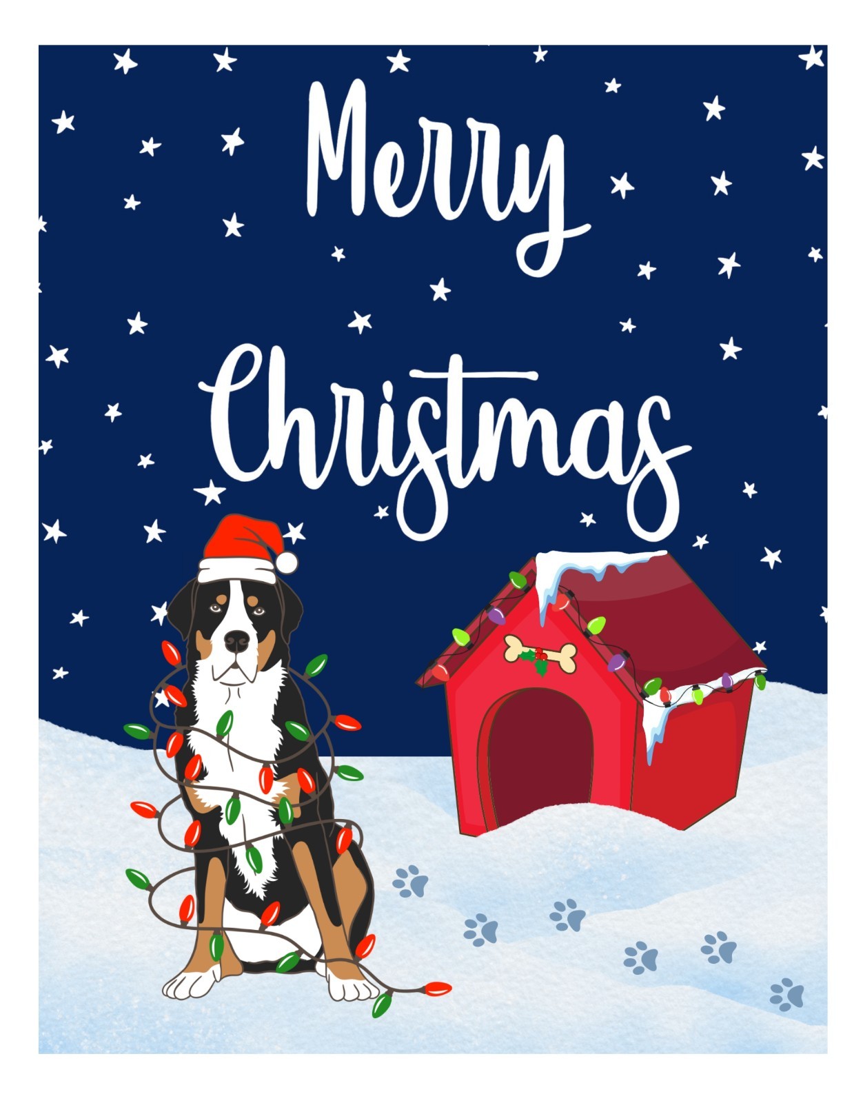 Merry Christmas Festive Dog Decorative Sign, Wreath Attachment, Door Hanger