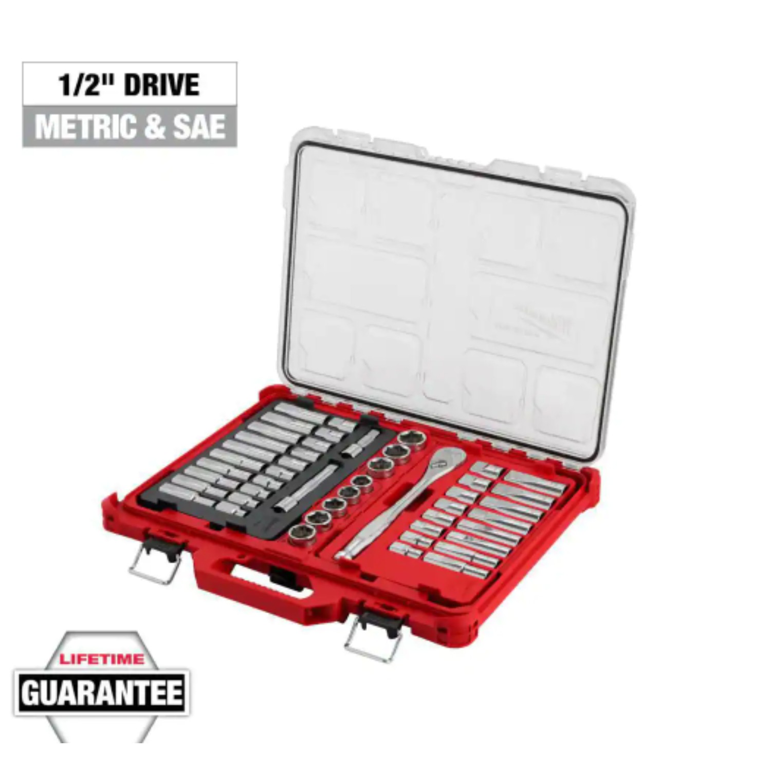 Milwaukee 0.5 inch Drive 47 Piece Ratchet and Socket Set with Packout Case,