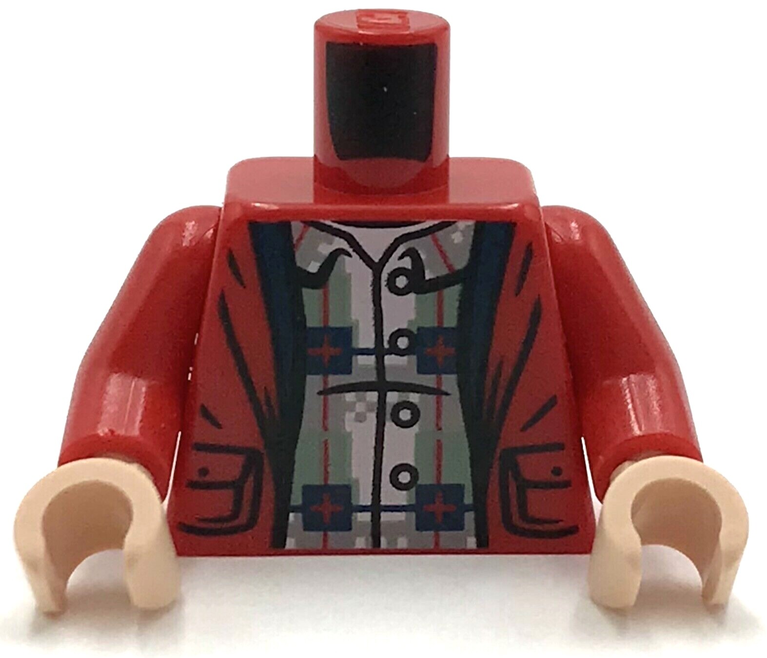 Lego New Red Minifigure Torso Jacket Light Bluish Gray Plaid Shirt Pattern