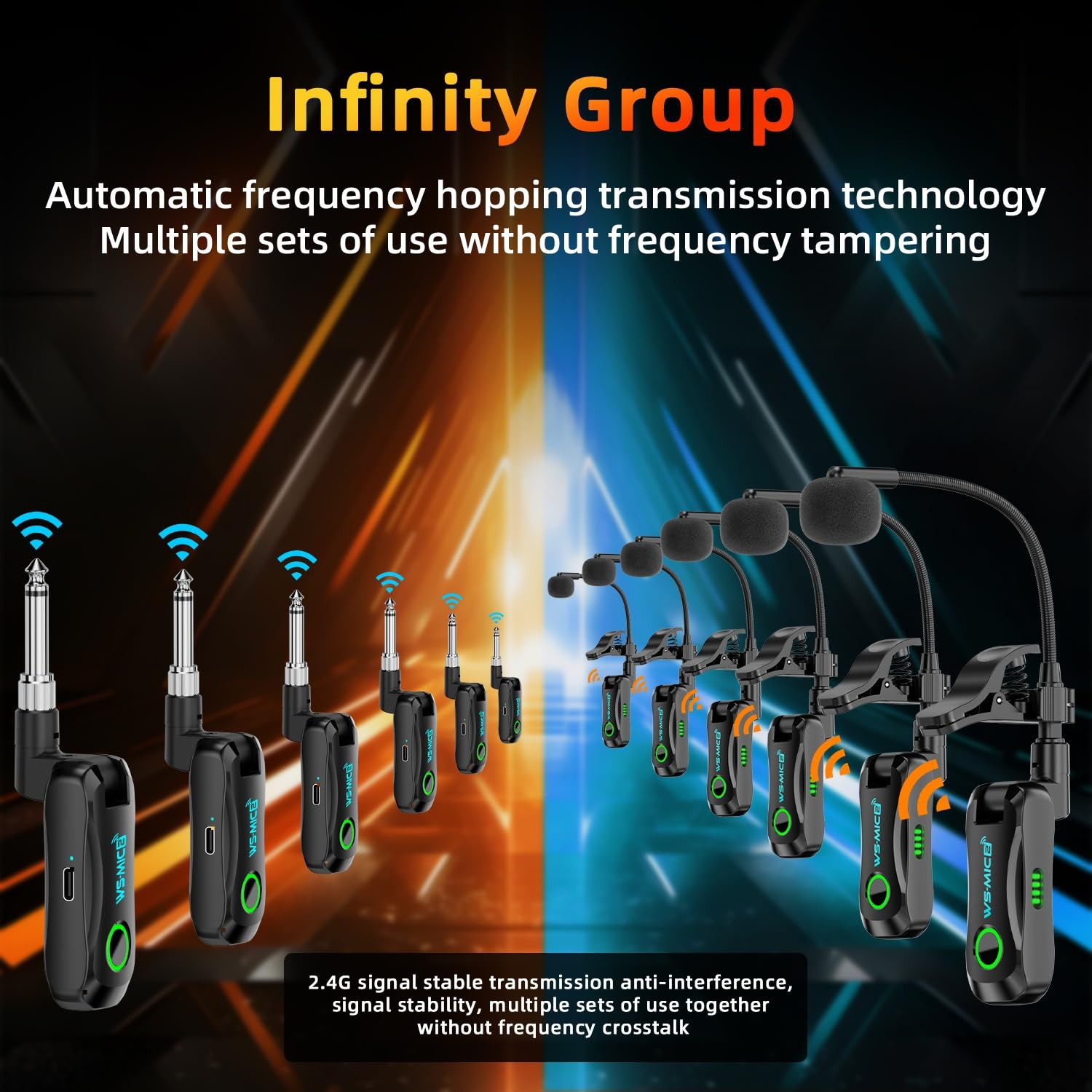 Wireless Saxophone Microphone System, Clip-On Instrument Mic for Black