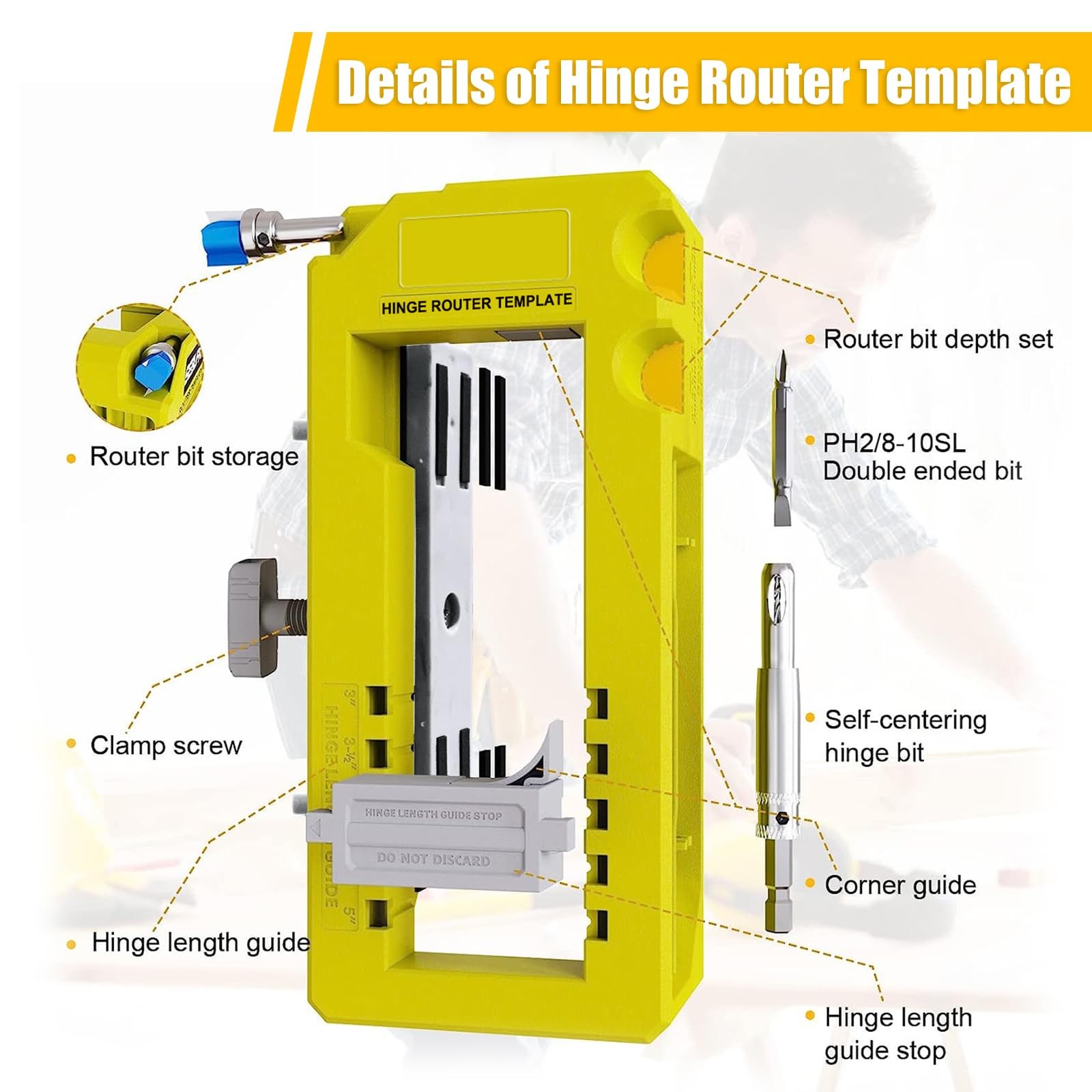 Door Hinge And Latch Installation Kit Mortiser Template Lock Tools Adjustable