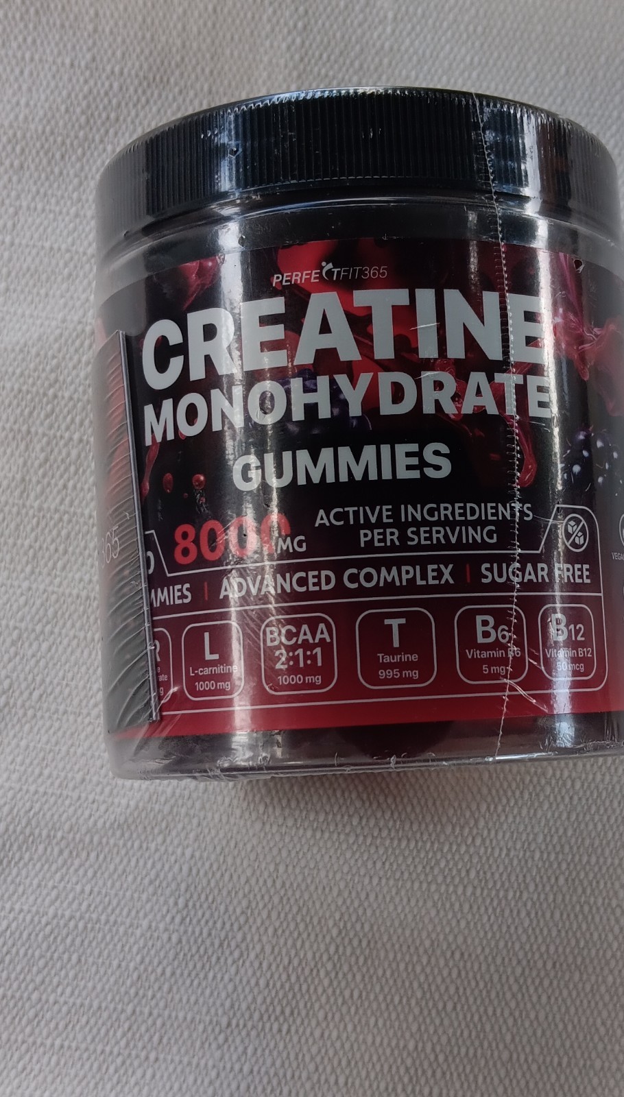 2pk PERFECTFIT365 Creatine Monohydrate Gummies 8000mg BCA L-carnitine Sugar-Free