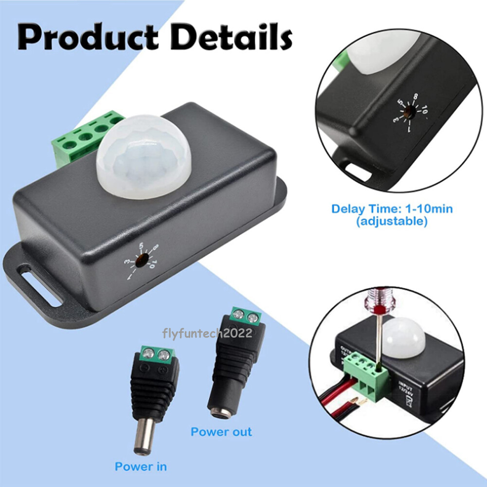DC 12V-24V PIR Sensor Infrared Motion Detector Switch with Adjustable Timer