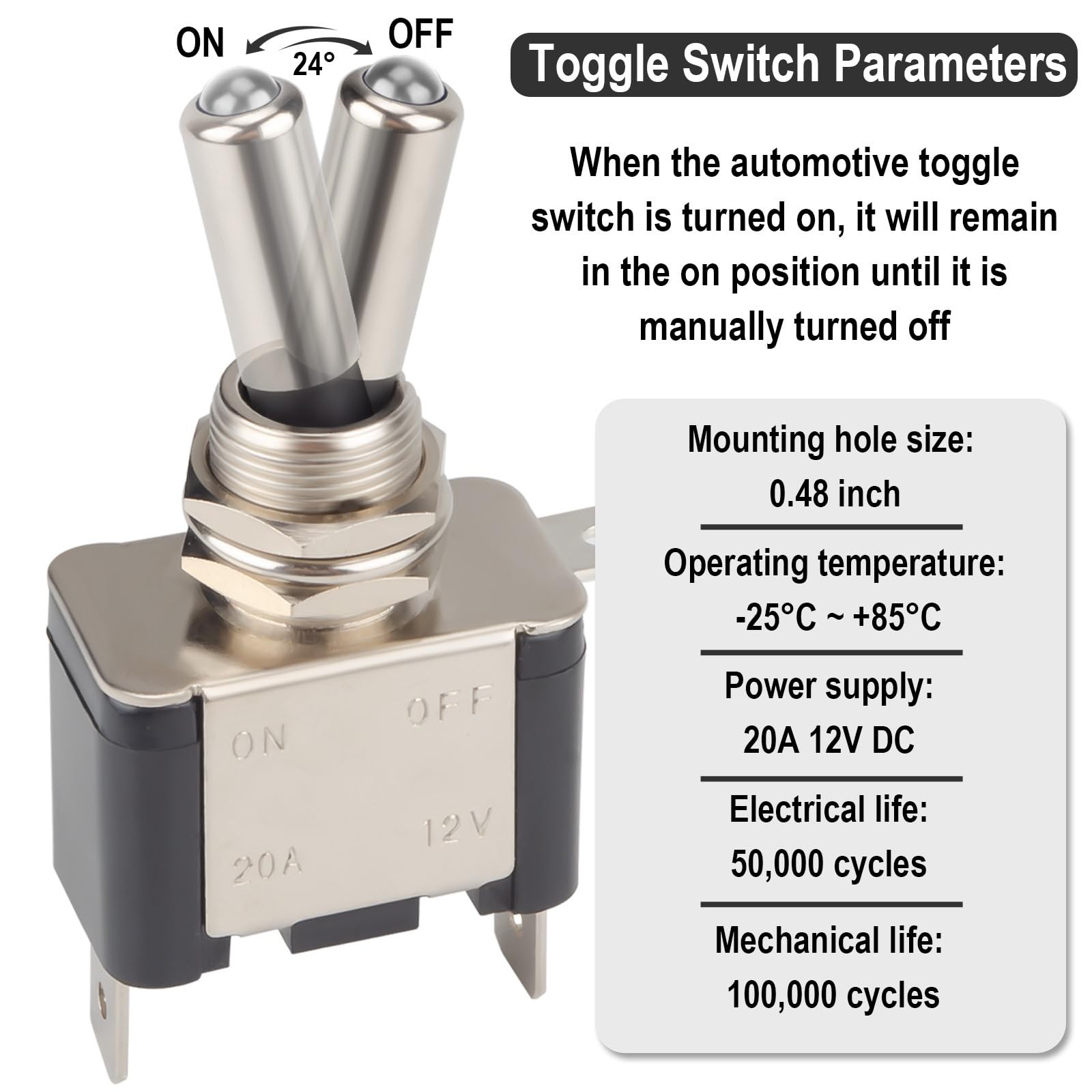 3 PCS LED Lighted Rocker Toggle Switch, 12V SPST 2Pin On/Off Rocker Switch, 20A