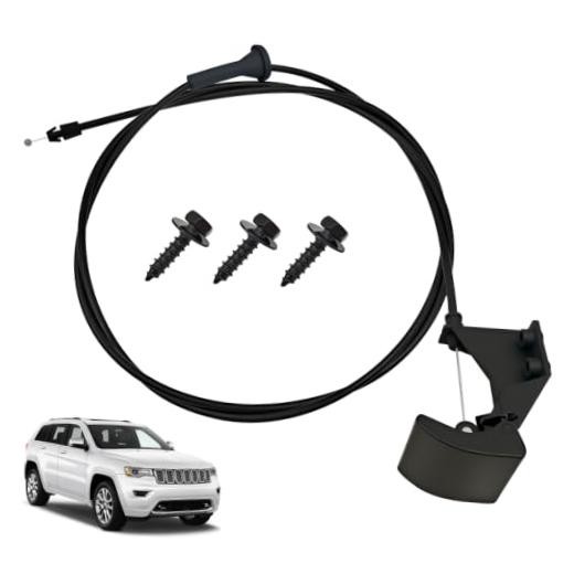 Hood Release Cable & Handle Assembly, Compatible with 2005-2010 Jeep 55394495AB