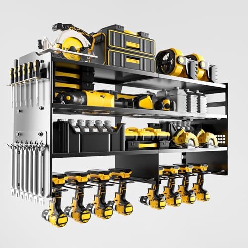 Large Power Tool Organizer Wall Mount, 8 Drill Holder Wall Mount Loads Black