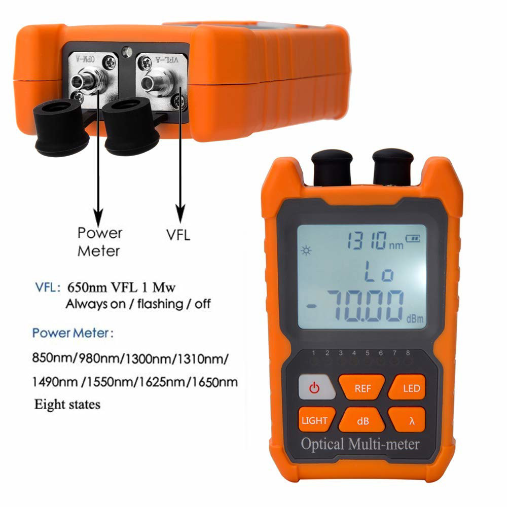 Fiber Optic Cable Tester & Power Meter with 2Mw Visual Fault Locator