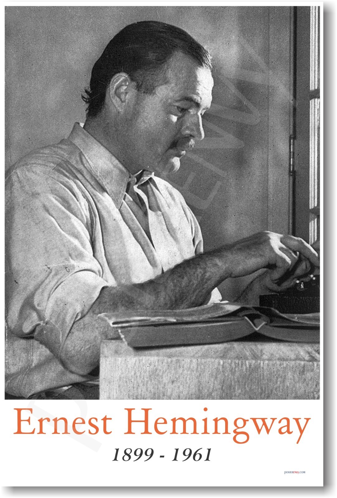 Ernest Hemingway 1899 - 1961   American Author POSTER