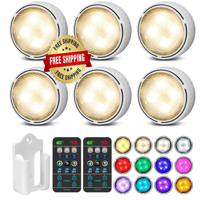 6 Luces LED De Armario Para Iluminar Gabinetes Cocina Inalambricas Con Remoto US