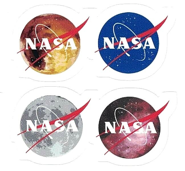 NASA SPACE AGENCY STICKERS ~ FOUR VINYL Vector Logo Insignia Meatball Planet NEW