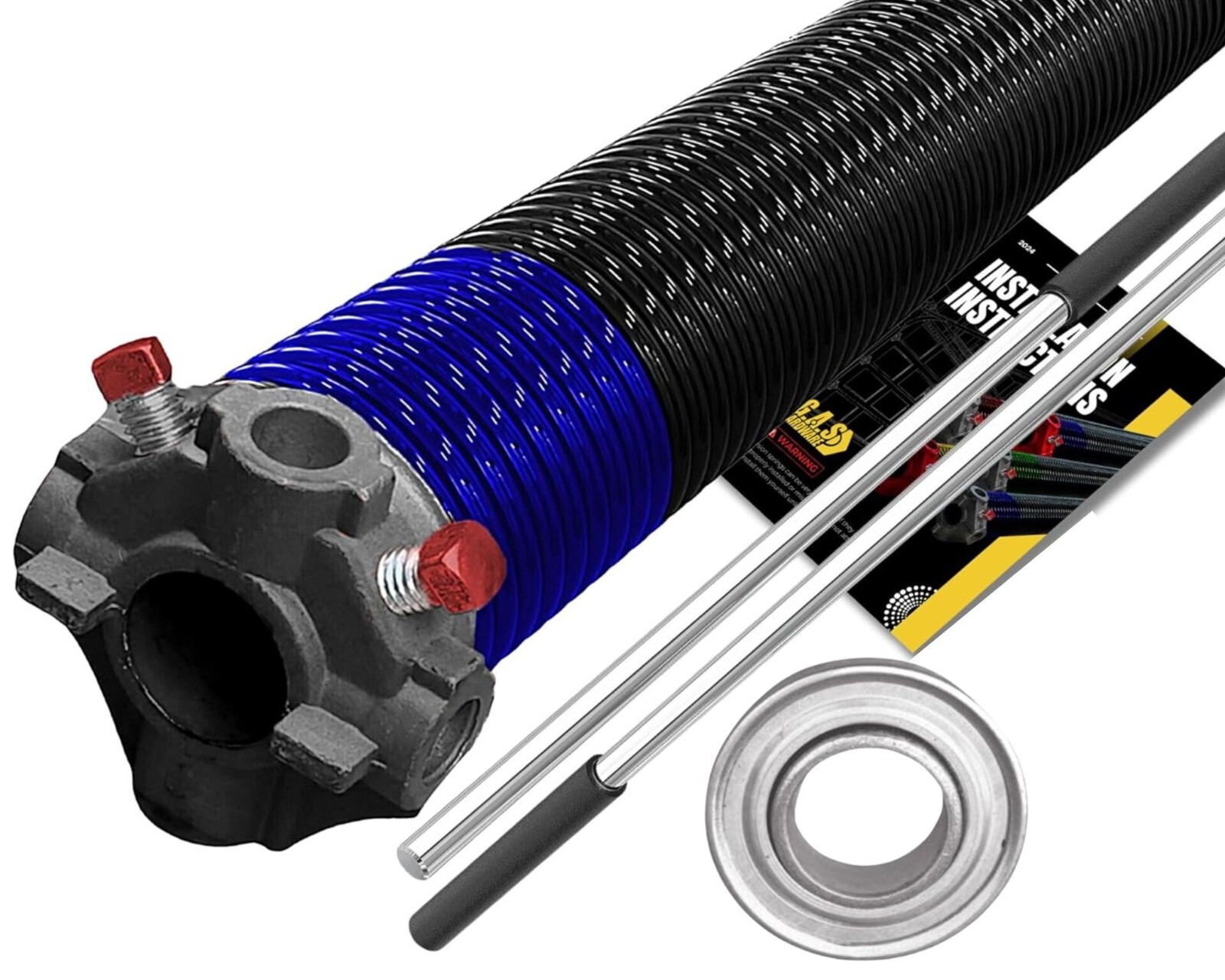 Garage Door Torsion Spring 262x2x35- Black for RIGHT SIDE with Bearing & Bars
