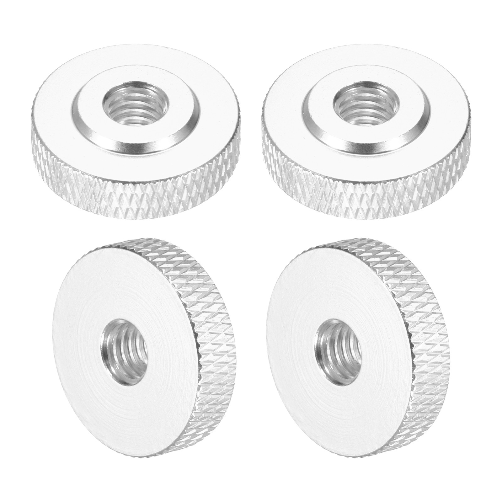 4Pcs M6x20mmx6mm Shoulder Knurled Thumb Nuts, Silver Tone