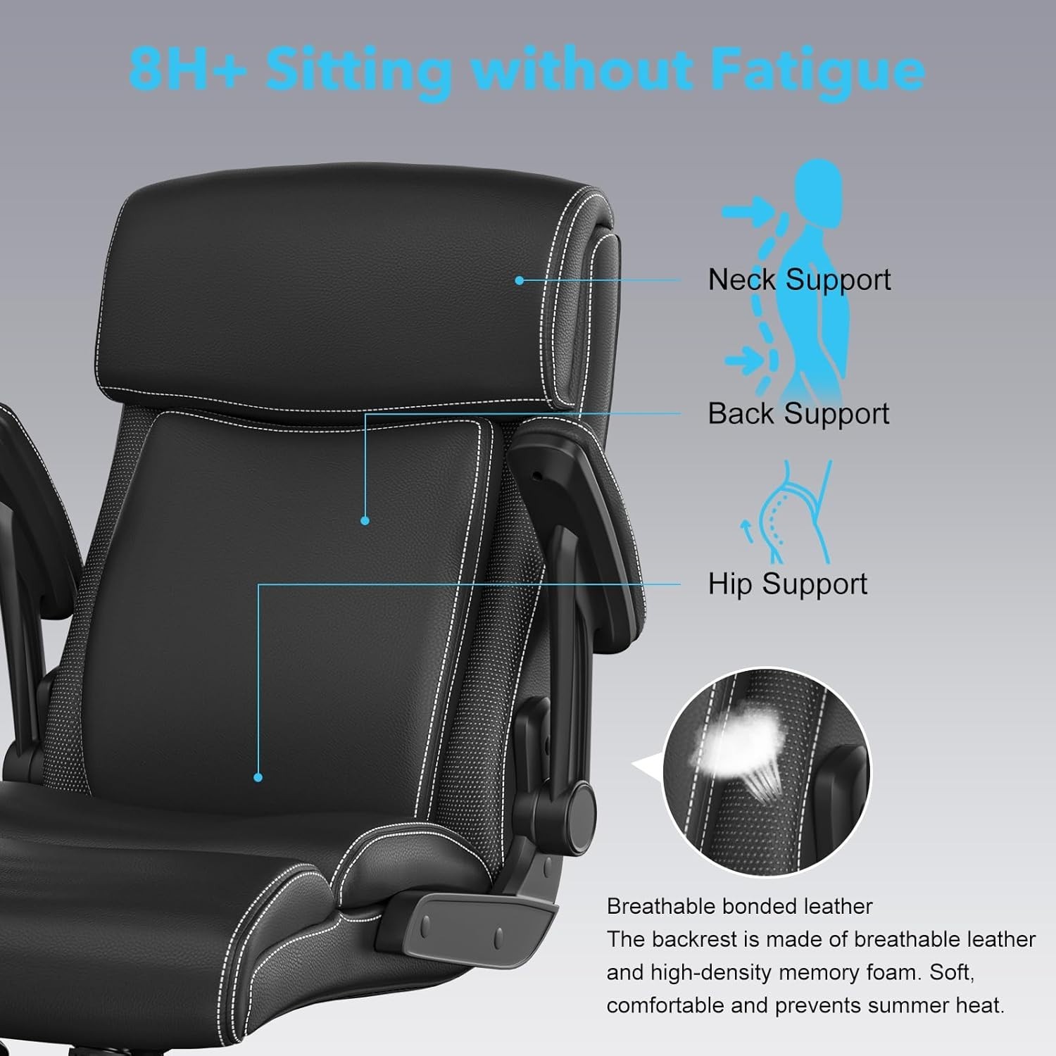 Big and Tall Office Chair, 500lbs for Heavy People, High Back Leather Executive