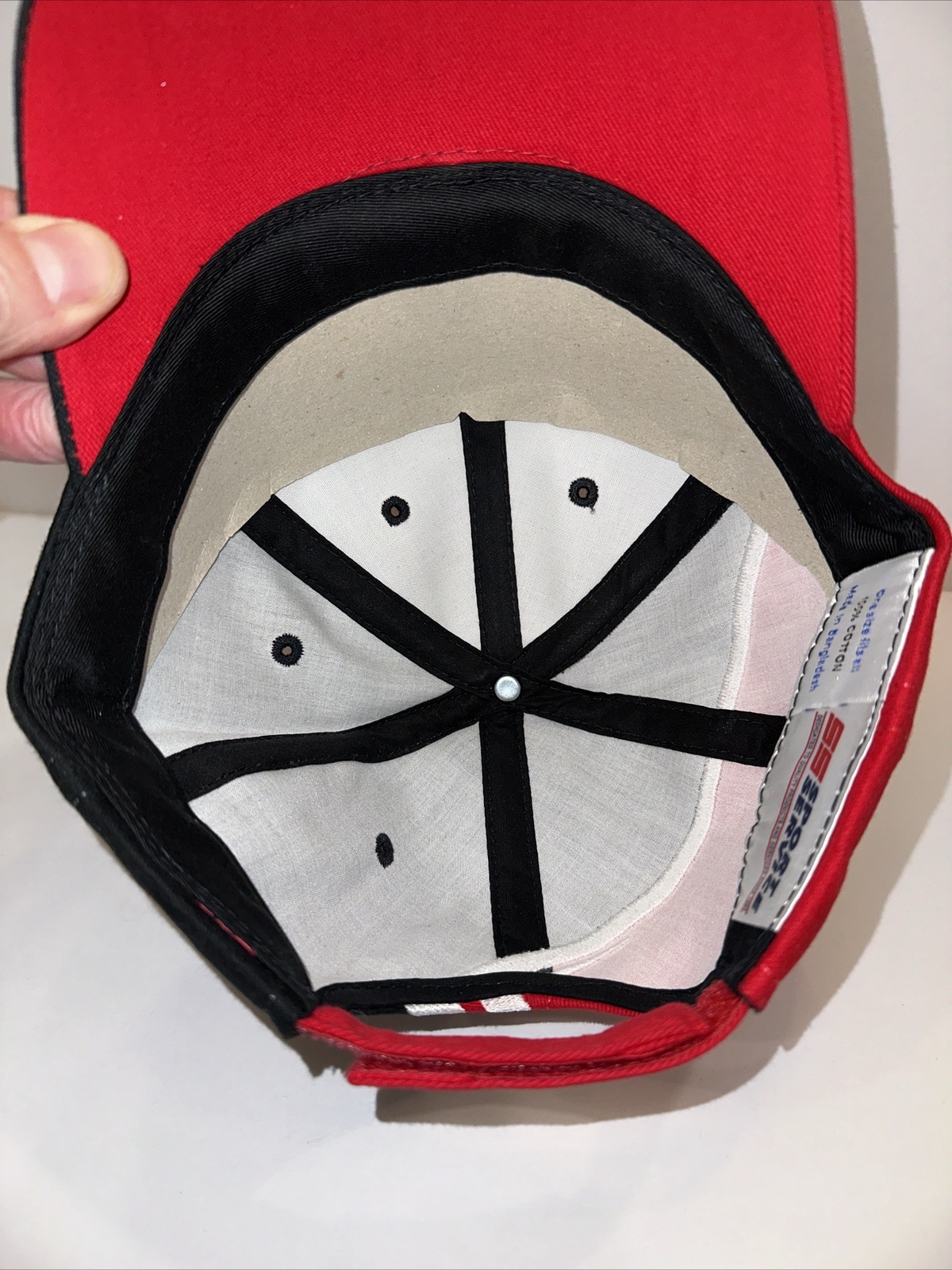 National Muscle Car Assoc. NMCA Hat Cap Half Black Half Red w White Hook Loop