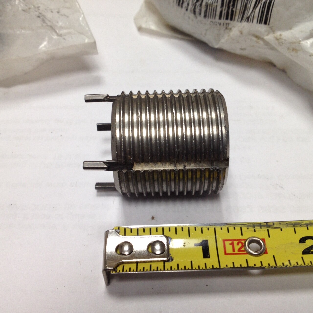 Jergens 107-26410, Keylocking Solid Threaded Insert, 1-1/8"-12, Stainless Steel