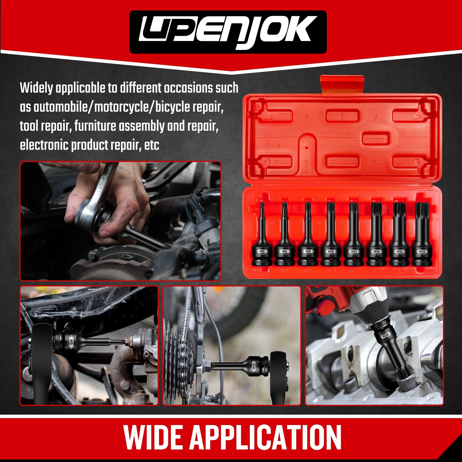 8 Pcs 1/2" Drive Impact XZN Triple Square Bit Socket Set M5-M18
