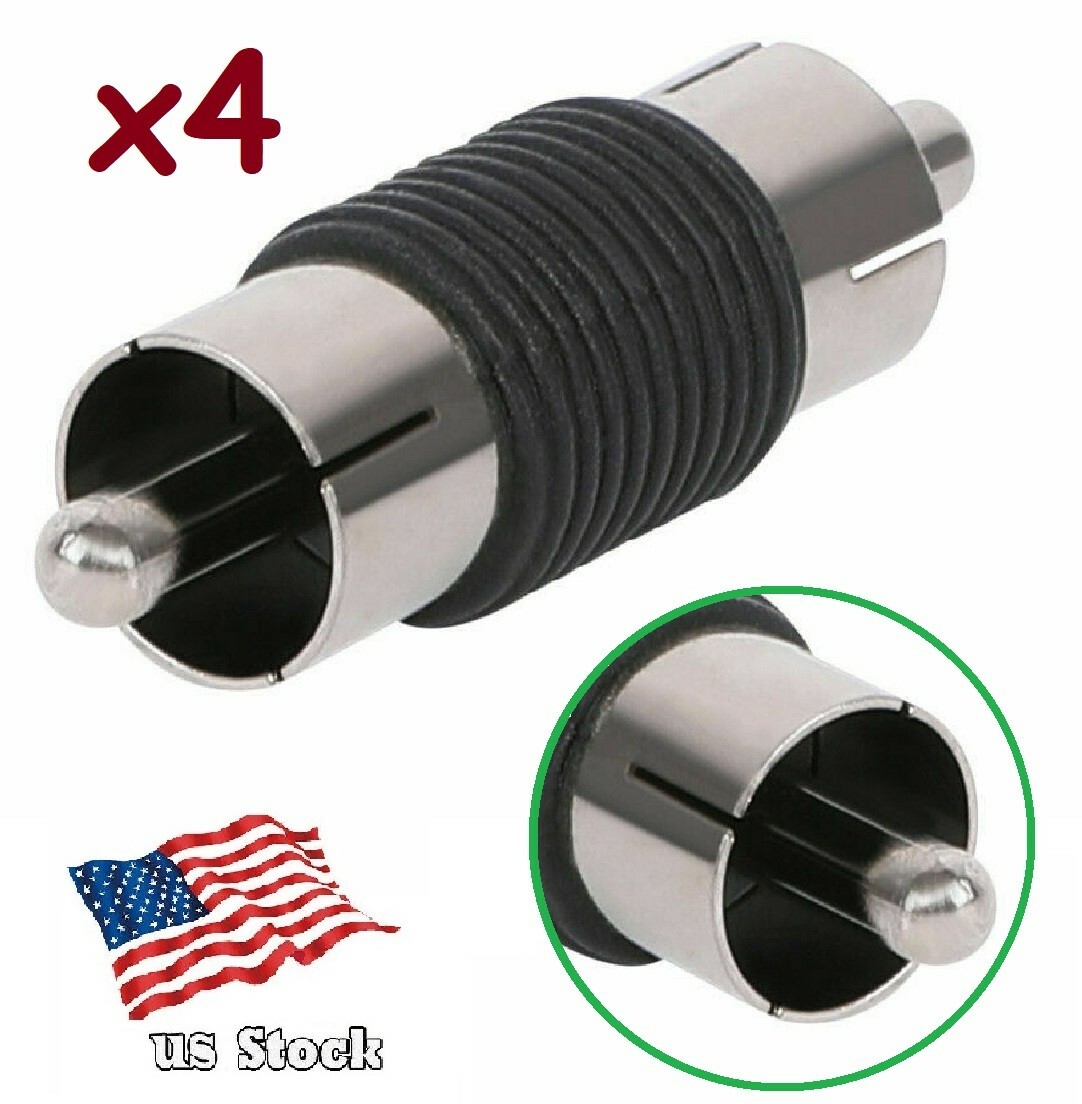 4-Pack AV RCA Audio Video Male-to-Male AV RCA Converter Adapter Couplers