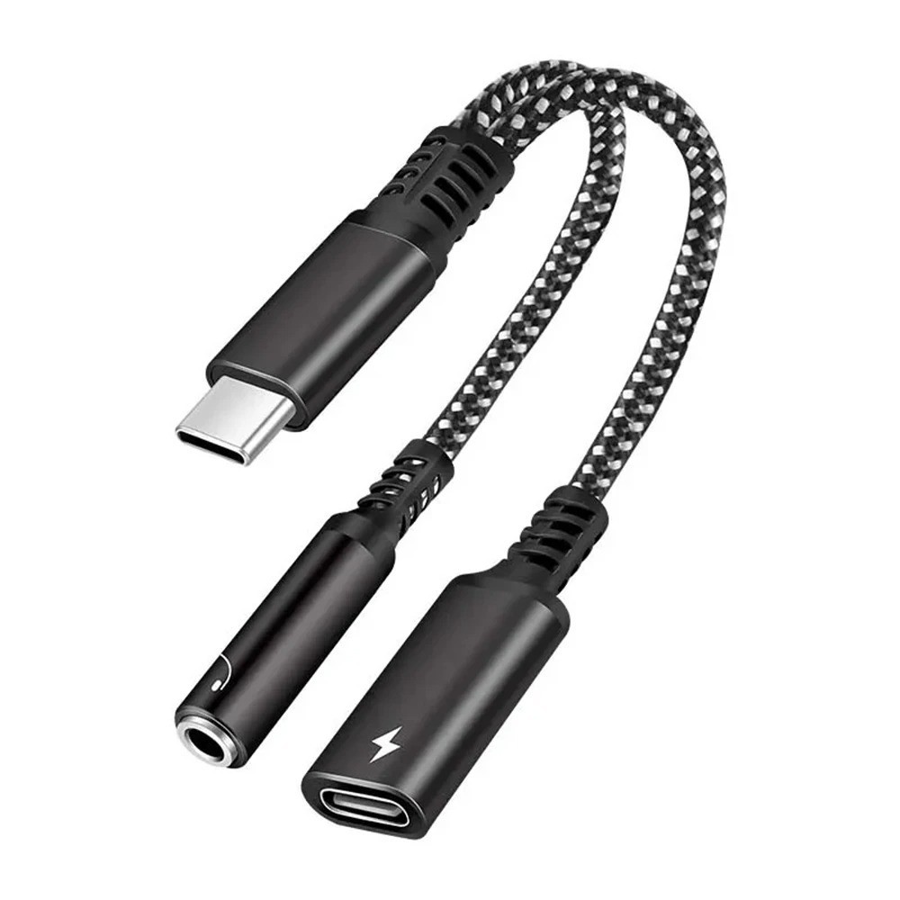 2 in 1 Type-C USB C to 3.5mm AUX Audio Headphone Jack Adapter Charger Cable New