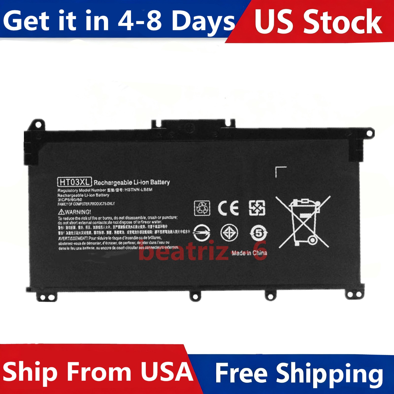 New HT03XL Battery For HP Pavilion 14/15/17 L11421-422 L11421-421 HSTNN-DB8R