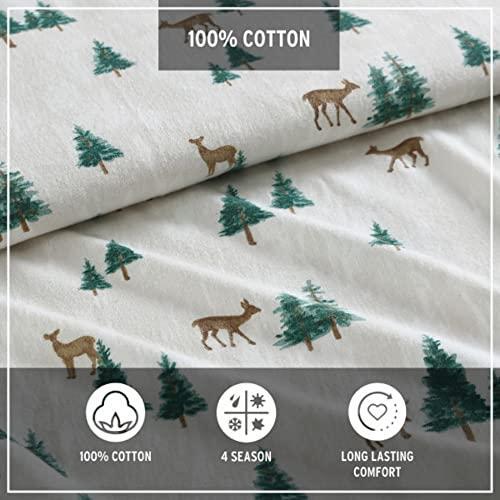 Eddie Bauer - King Sheets, Cotton Flannel Bedding Set, Brushed For Extra