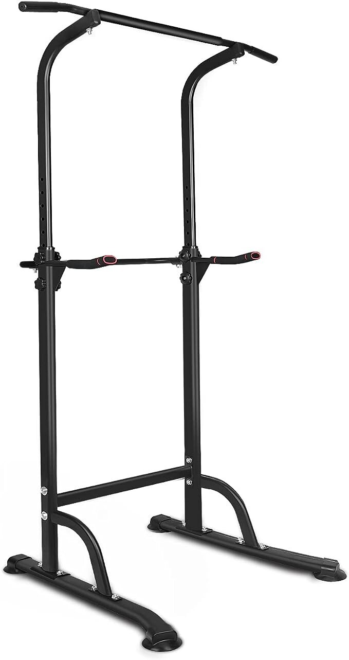Power Tower Workout Dip Station Pull Up Bar, Height Adjustable Multi-Function