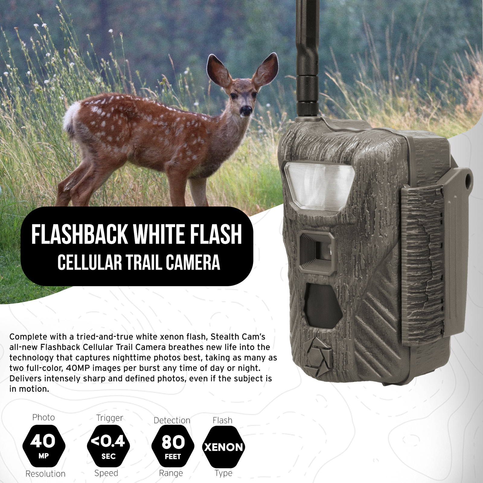 Stealth Cam Flashback 40MP White Flash Cellular Trail Camera Bundle