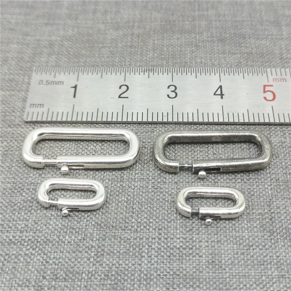 2pcs 925 Sterling Silver Oval Spring Ring Trigger Clasps for Bracelet Necklace