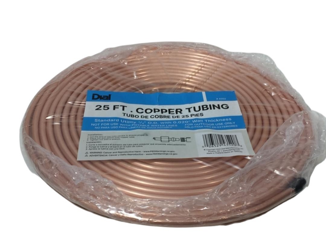 Evaporative Cooler Copper Tubing | 1/4" OD • 25 ft | Water Supply Line 4352