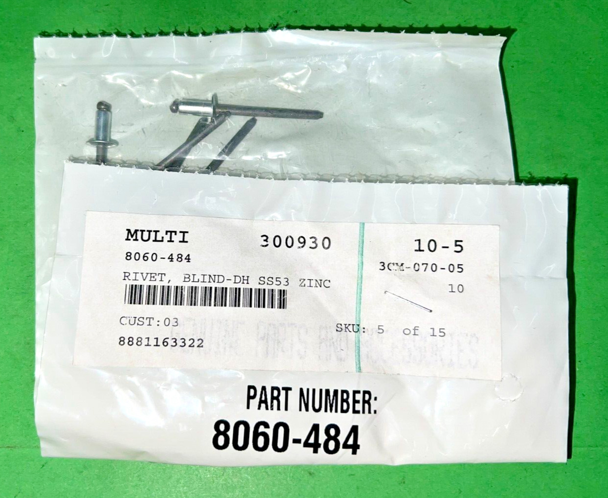 Arctic Cat OEM SS53 dh zinc blind rivet 8060-484 (pack of 5) new