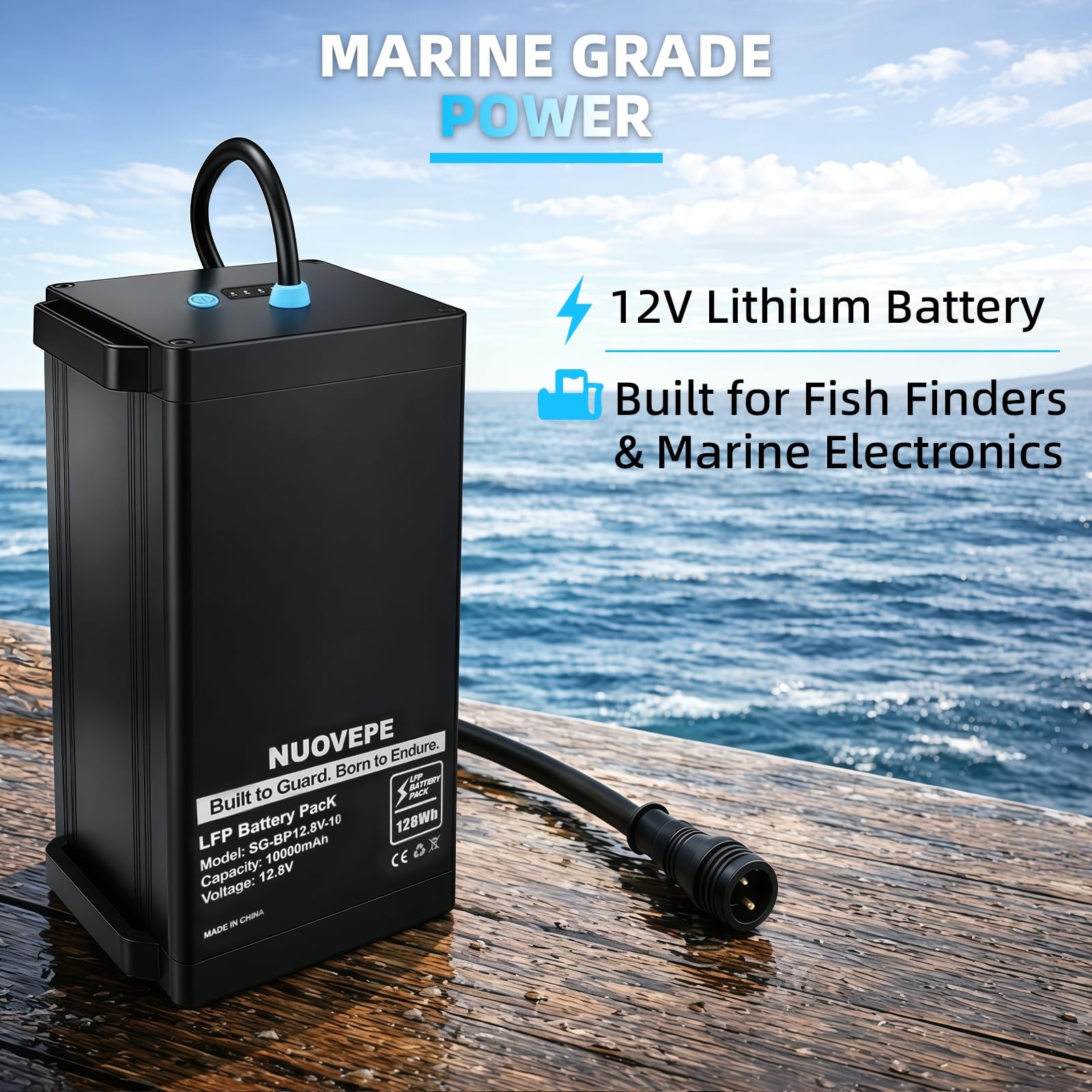 12V 10Ah Portable Lithium Battery Kit with 4-in-1 Charging Cable, Waterproof ...
