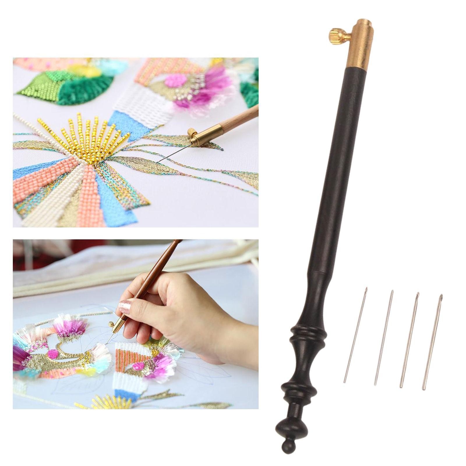 Hook with 4 Embroidery Beading Needle Tools