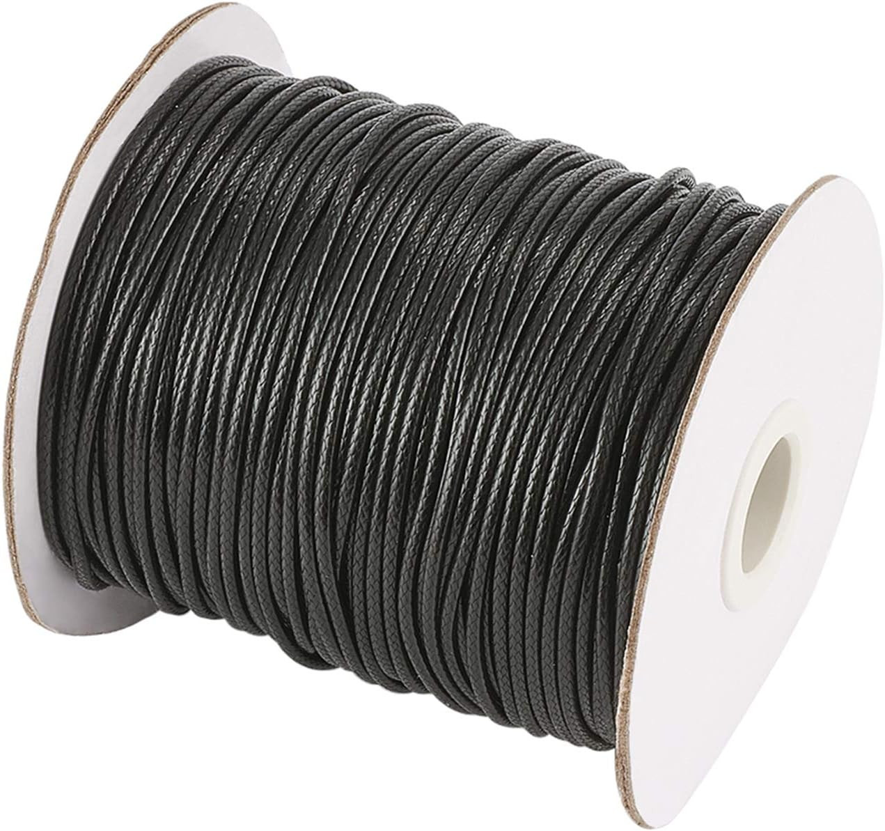 90 Yards 2Mm Black Waxed Polyester Cord Braided Thread String with Roll Spool fo