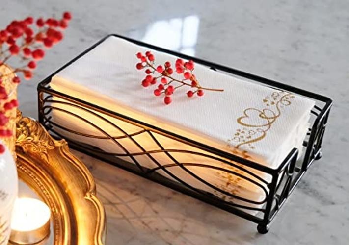 Black Elegant Sturdy Guest Napkin Holder | Disposable Paper Hand Black Wave