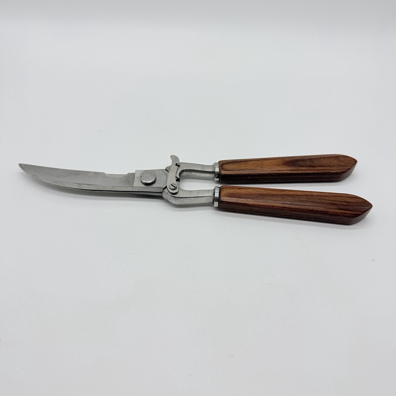 Vintage Poultry Shears Wood Handles Made In Italy Stainless Steel Kitchen 10.75”