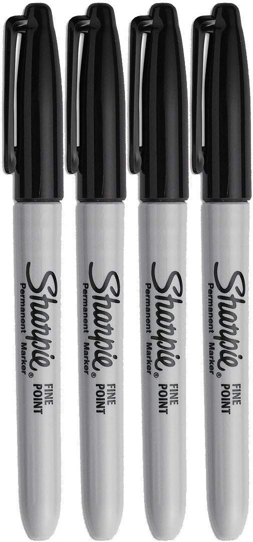 Permanent Markers, Fine Point, Black Ink 4-Pack