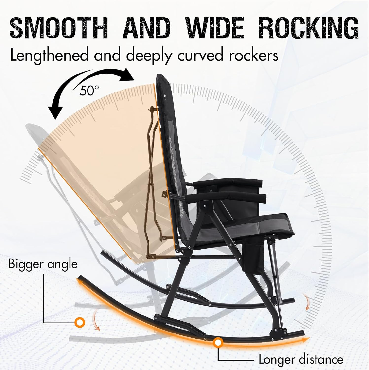 Oversized Folding Rocking Camping Chair Portable Outdoor Rocker with High Back H