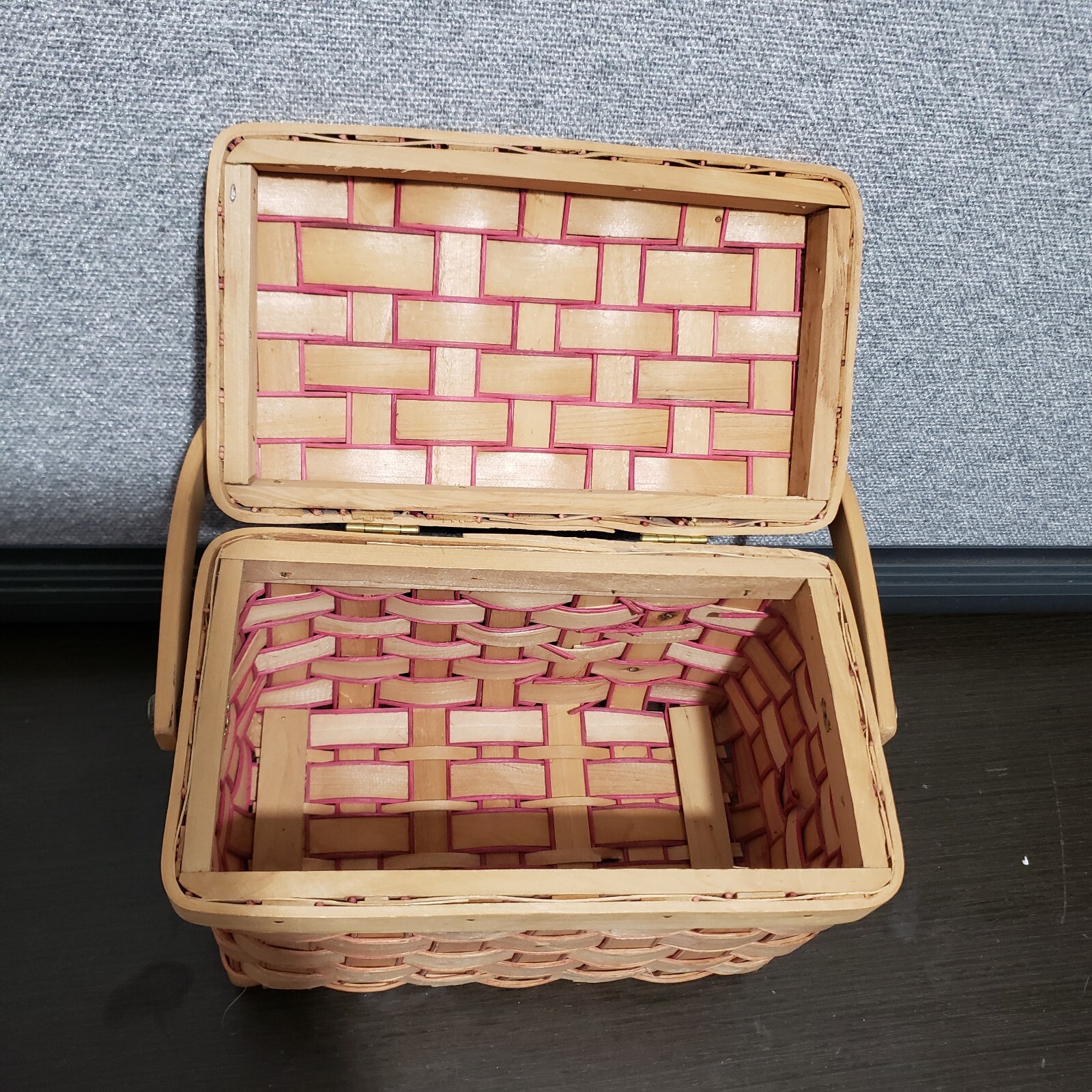Rectangular Woven Cover Basket with flexible One Handle 6"H x9"W x 5"D