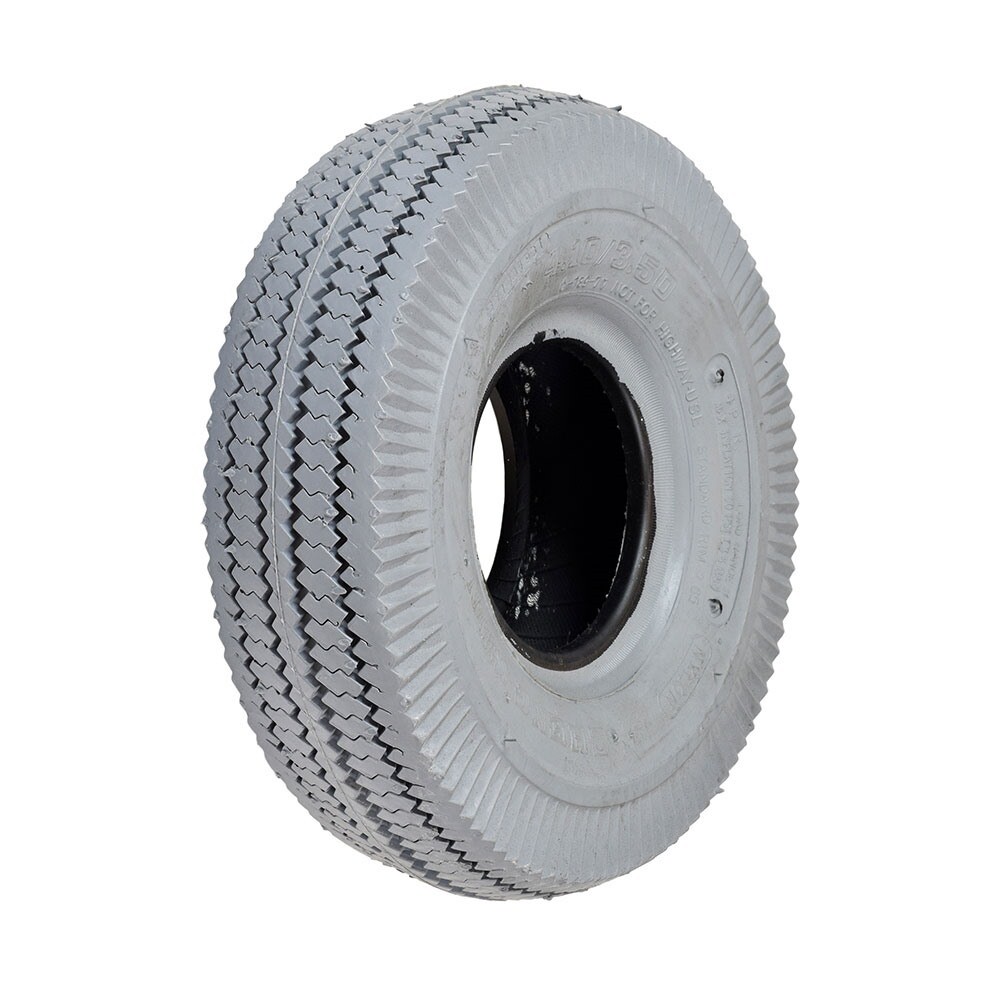 4.10x3.50-5 Pneumatic Mobility Gray Non-Marking Tire w/ Sawtooth Tread 410/350-5