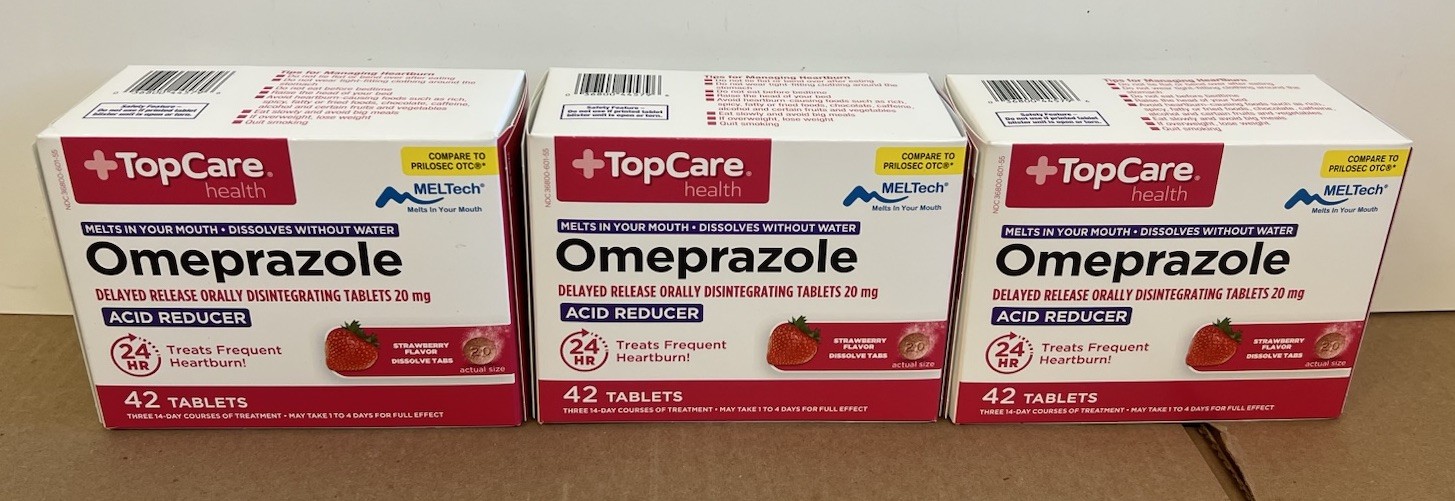 Lot Of 3 Boxes Omeprazole Delayed Release Oral Tablets 20mg Strawberry Flavor