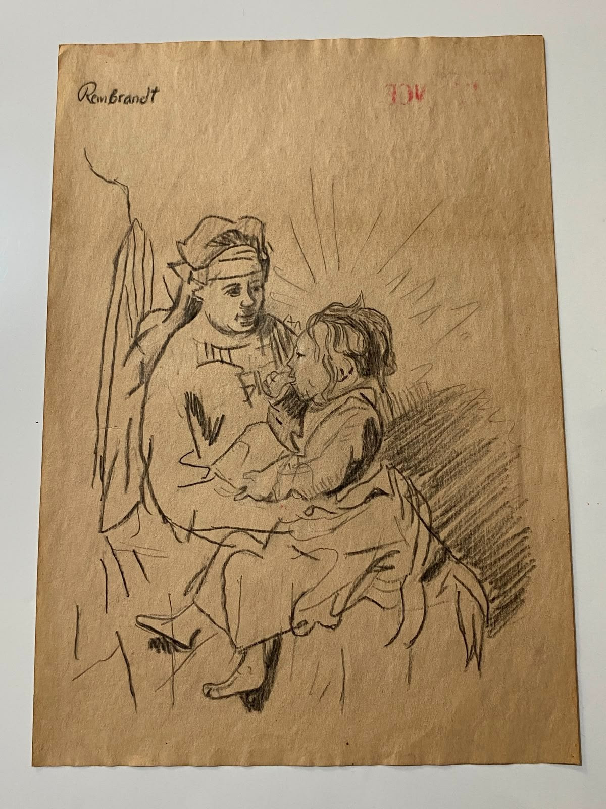 Rembrandt Van RijnDrawing on paper (Handmade) signed and stamped mixed media.