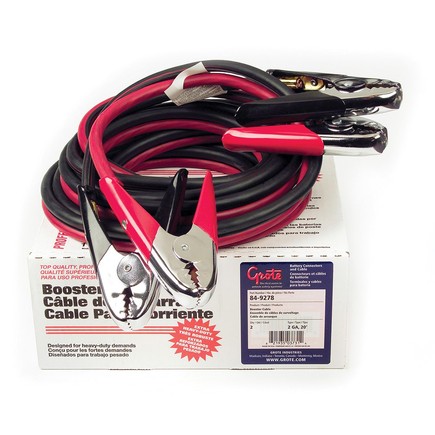 Grote 84-9278 Booster Cable, 2 Ga, 20', 500 Amp, Standard Jaw