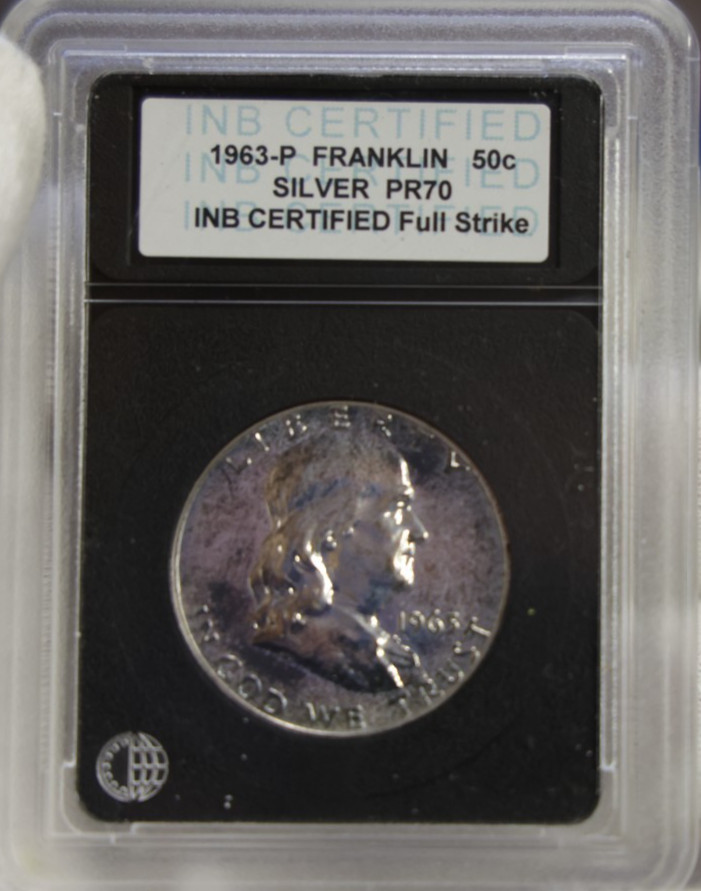 1963 P Franklin Half 50c in Black Slab