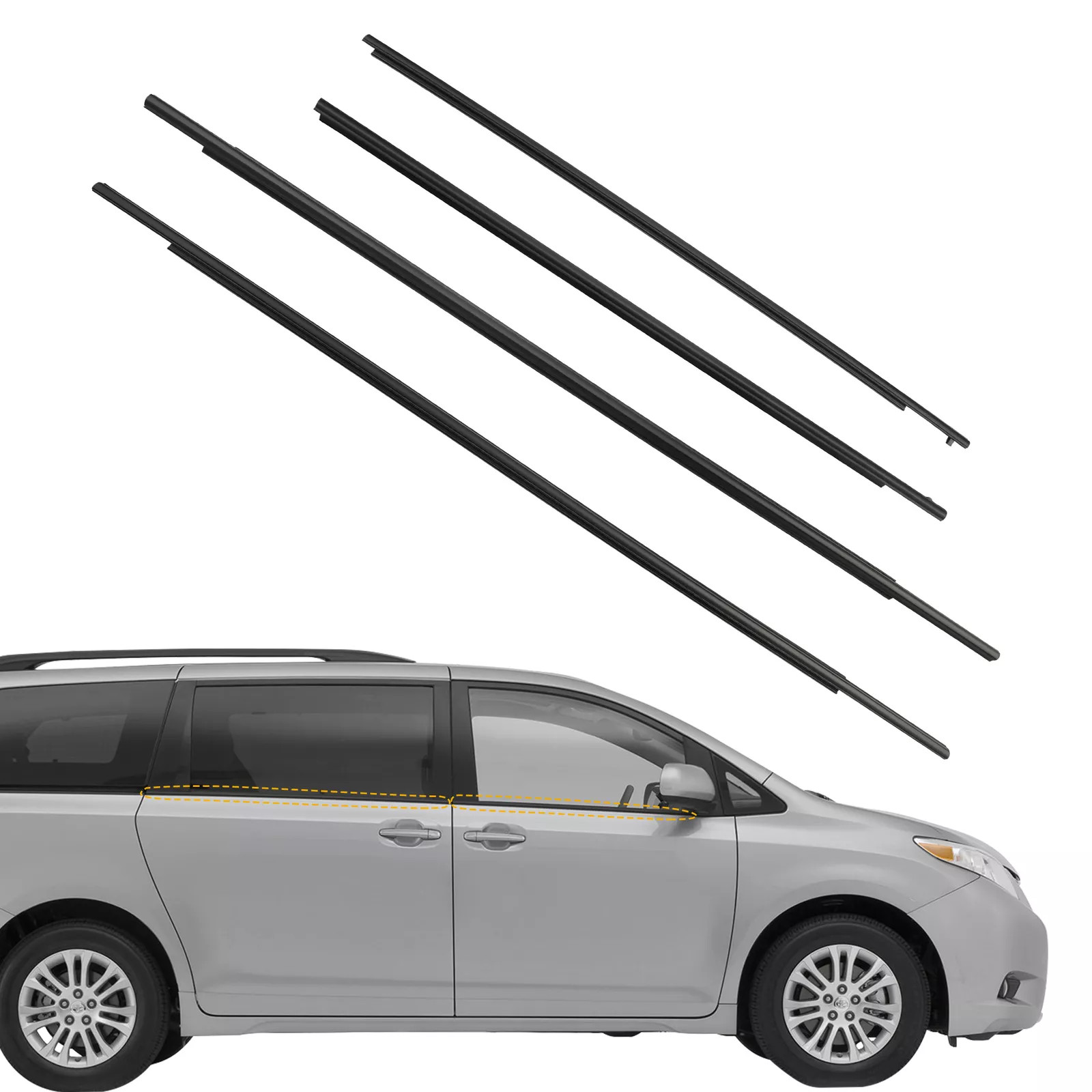 Outside Window Moulding Weatherstrip Trim Seal Belt Fits 2011-2020 Toyota Sienna