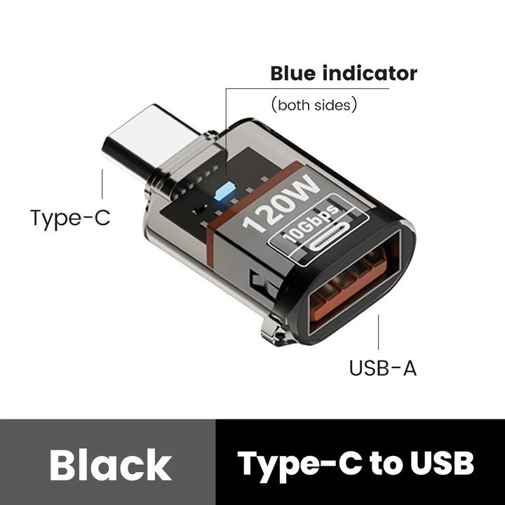 120W Type C To USB A OTG Adapter Fast Charging USB3.2 To Type C Female Adapter F