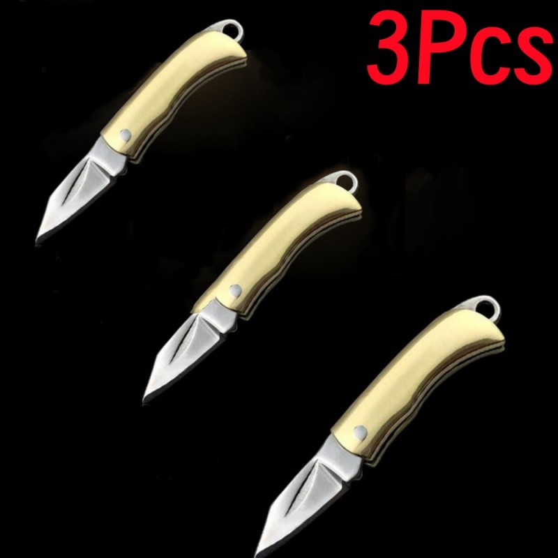 3pcs Outdoor Mini Folding Knife Keyring Small Pocket Keychain Men Gift Key Tools