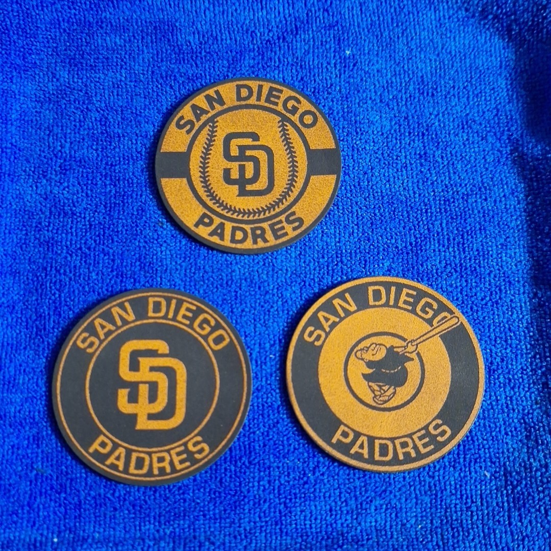 Three Padres Leather Round Iron On Patches MLB