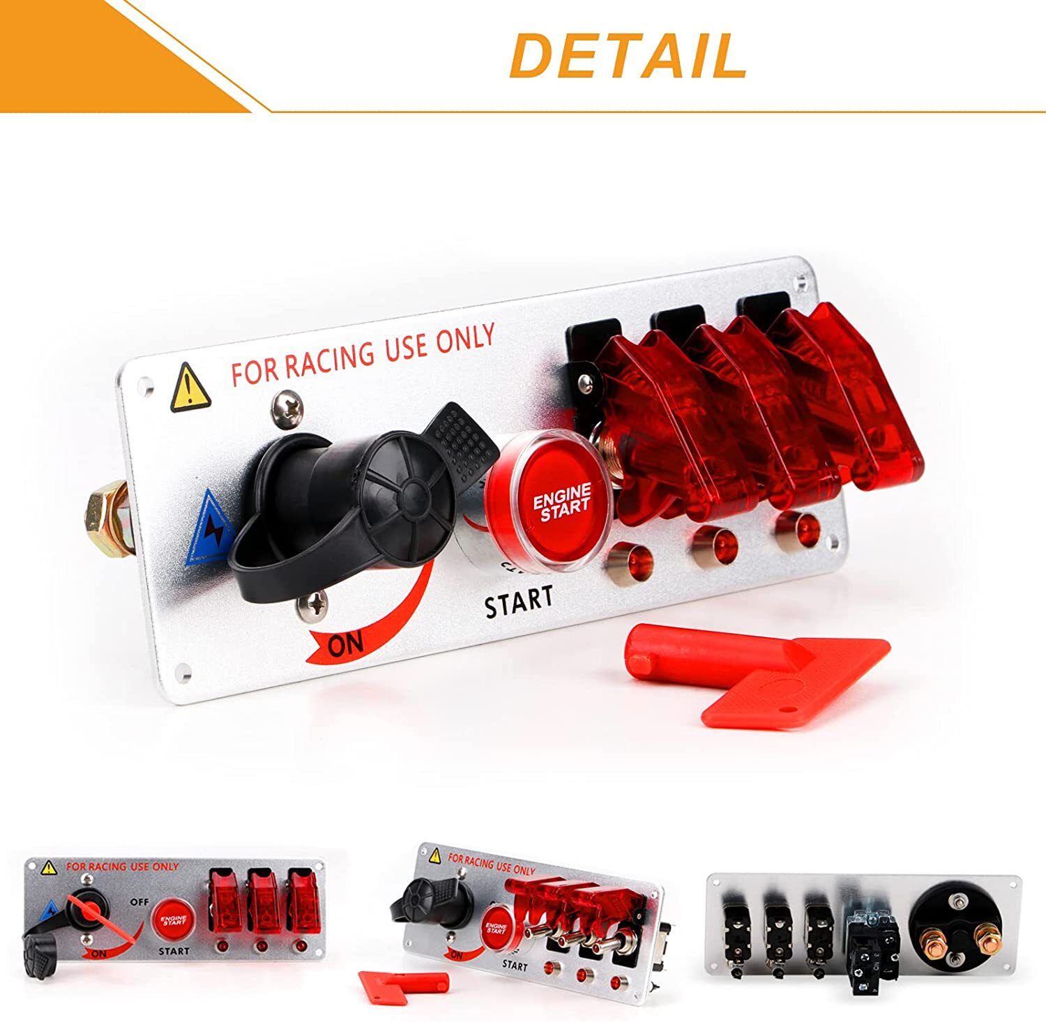 5-in-1 Ignition Switch Panel Engine Start Push Button LED 12V Toggle Racing Car