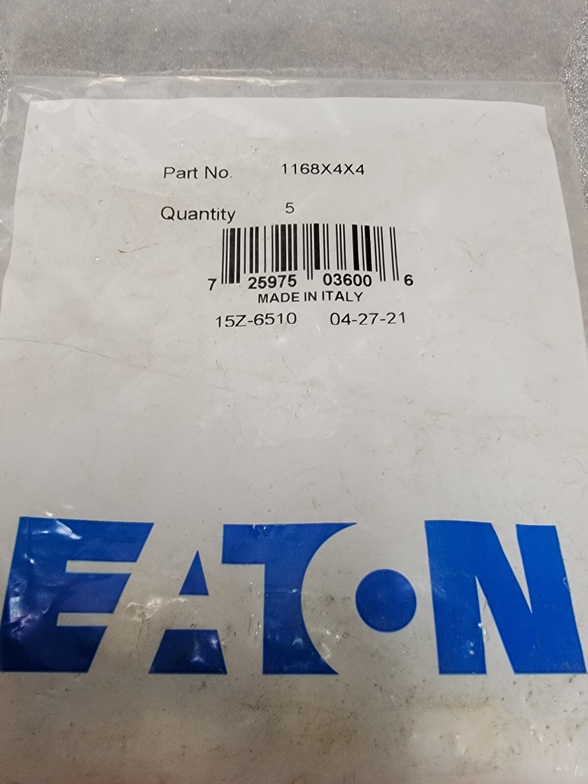 EATON 1168X4X4 Push to Connect, Straight, 1/4" OD x 1/4" Male Pipe; Qty of 5