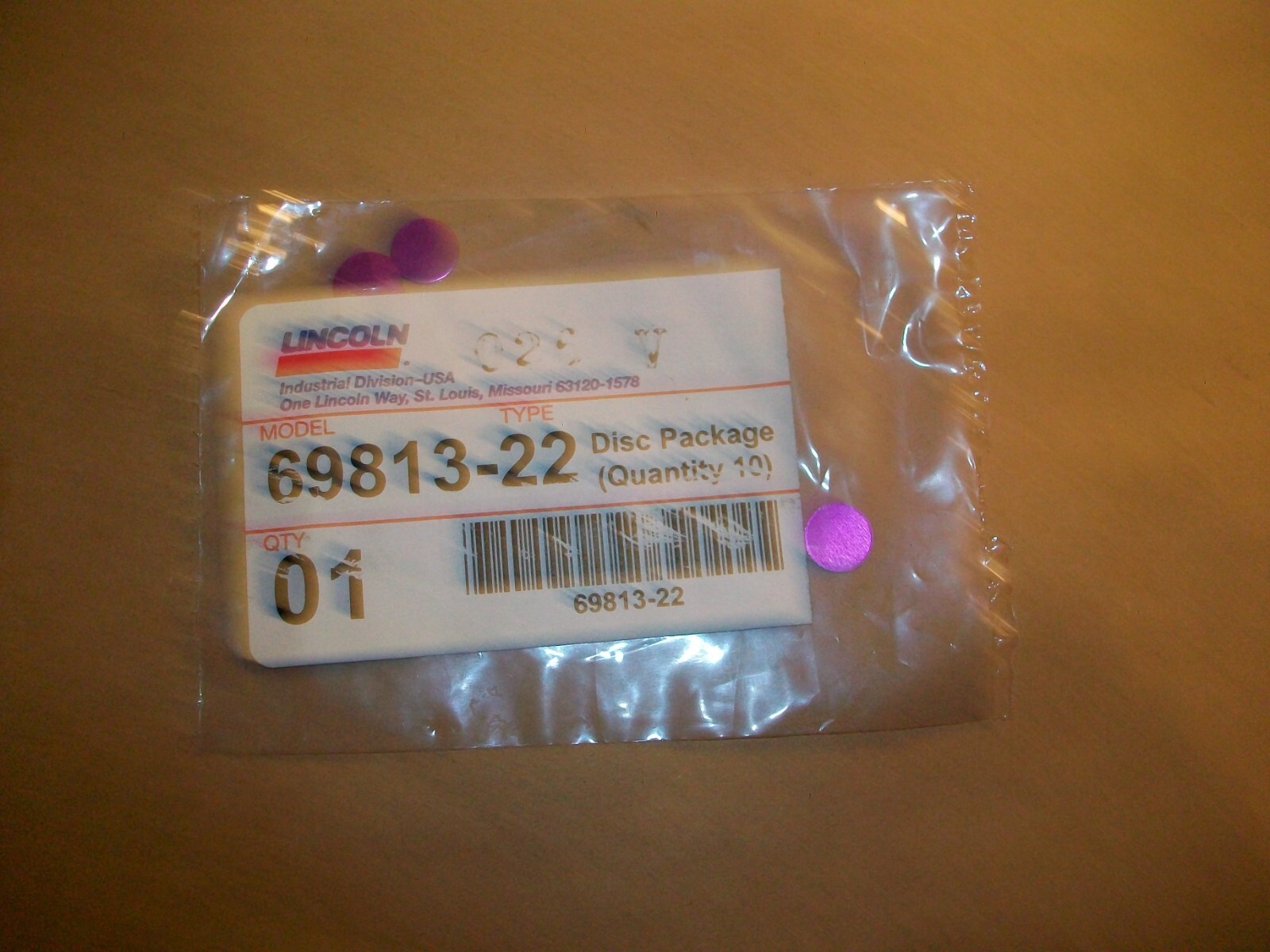 Lincoln Purple Disc 69813-22 NEW Bag of 10pc