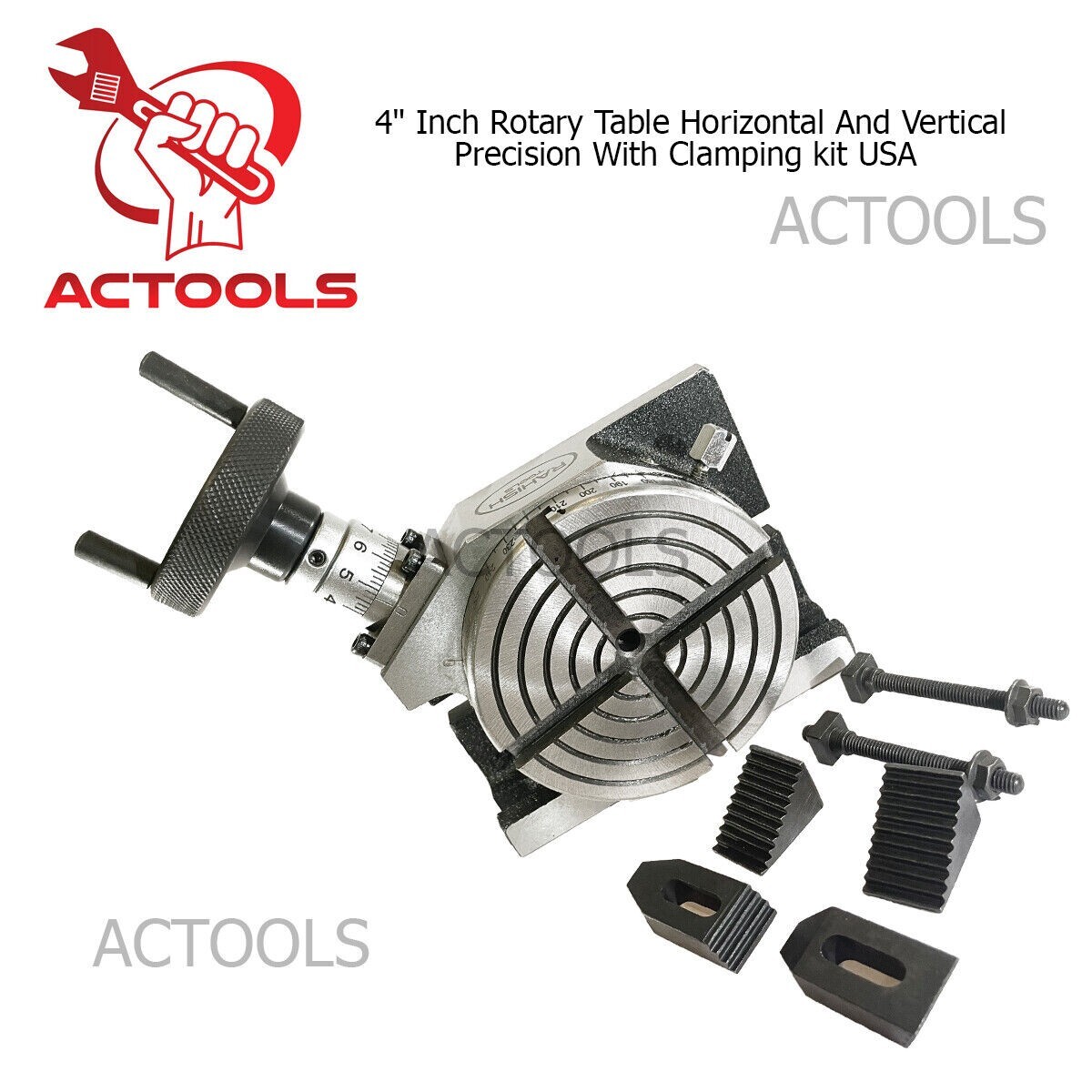 4" Inch Precision Rotary Table Horizontal And Vertical With Clamping kit USA